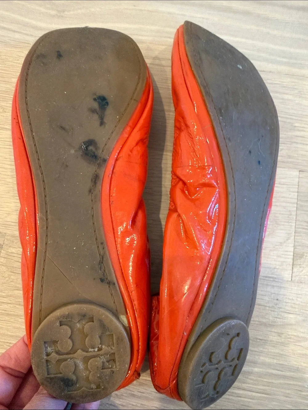 Tory Burch Orange Patent Leather Ballet Flats - Women